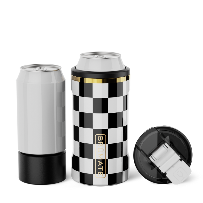 Hopsulator Trio V2 | Black & White Checker | 12/16oz Standard Cans - Favorite Expedition