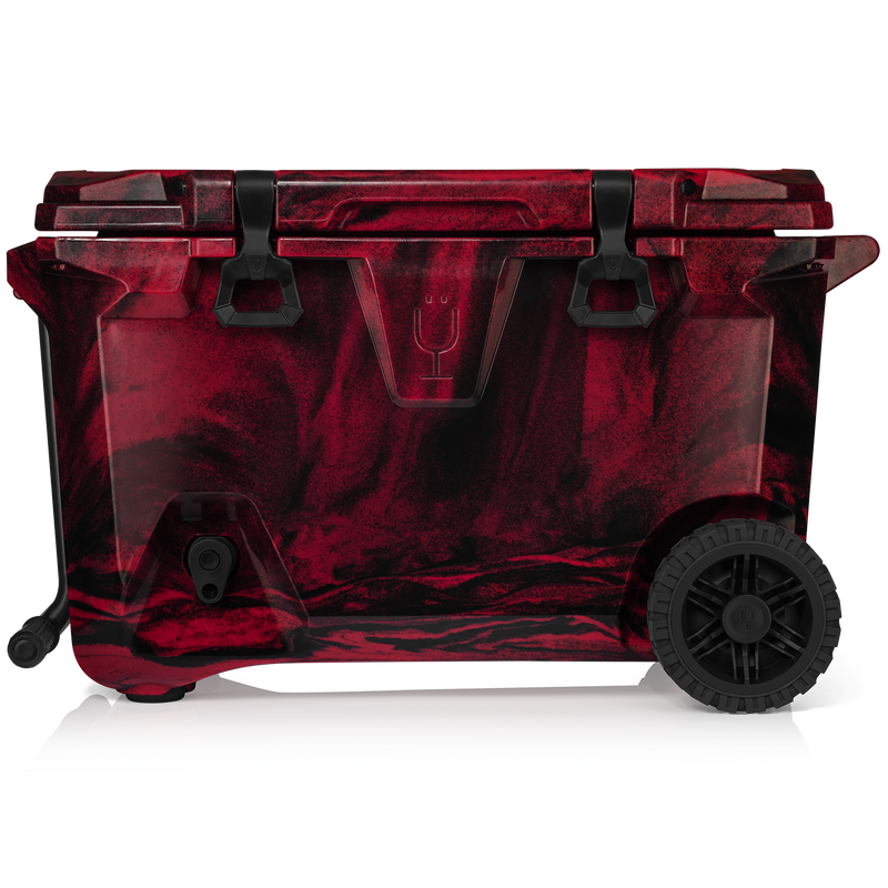 Br Tank 55-Quart Rolling Cooler | Red & Black Swirl - Clean Roadtrip