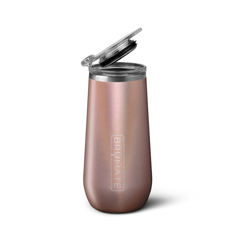 Champagne Flute | Glitter Rose Gold | 12oz - Simple Cold-Sip